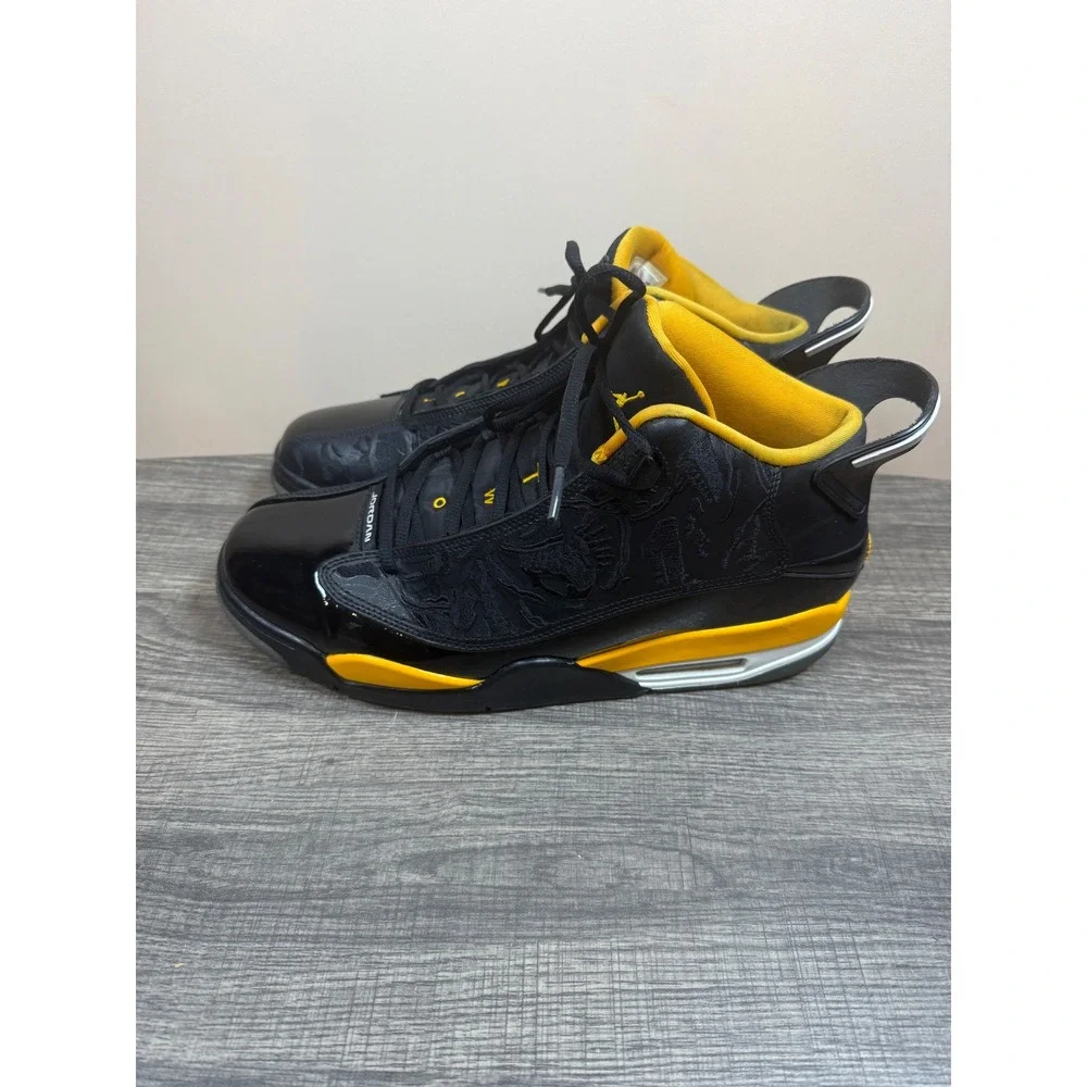 Jordan Dub Zero Black Taxi Yellow Laser Etched Sneakers 311046-071 Mens 12